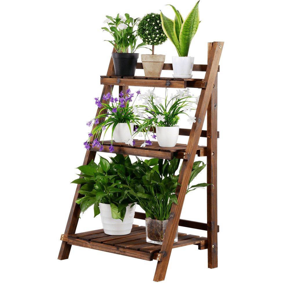 Brown Metal Plant Stands Throughout Famous Easyfashion 24" X 15" X 37" 3  Tier Brown Metal Plant Stand – Walmart (View 12 of 15)