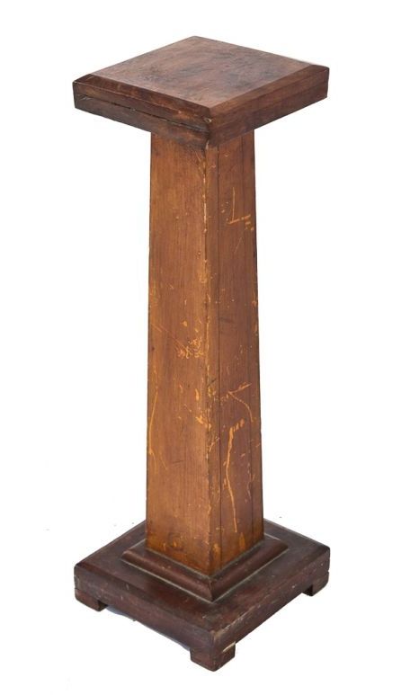 Cherry Pedestal Plant Stands Intended For Well Known Original And Intact Diminutive Early 20th Century Antique American Tapered Pedestal  Cherry Wood Plant Stand With Nicely Aged Patina (View 10 of 15)