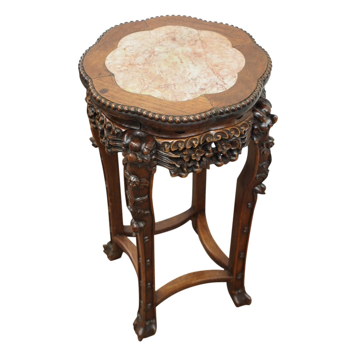 Chinese Hongmu And Marble Top Plant Stand – Georgian Antiques Regarding Newest Marble Plant Stands (View 11 of 15)