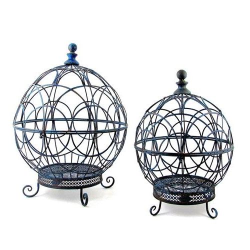 Current Globe Plant Stands In Round Globe Plant Stands (set Of 2) – Antique Blue Only $ (View 5 of 15)