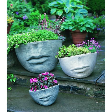 Faccia Large Face Planter – Greystone (14 Finishes Available) – Scenario  Home Throughout Preferred Greystone Plant Stands (View 9 of 15)