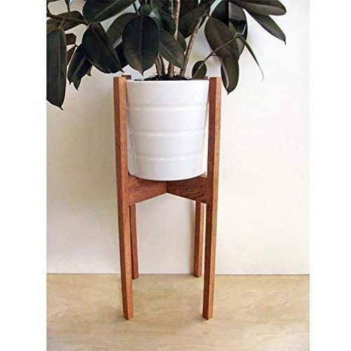 Famous 24 Inch Plant Stands Pertaining To Amazon: 24 Inch Tall Oak Mid Century Modern Plant Stand: Handmade (View 12 of 15)