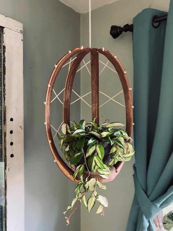 Famous Eggshell Plant Stands Pertaining To Eggshell Plant Hanger Plant Stand Wood Plant Hanger Indoor – Etsy (View 7 of 15)