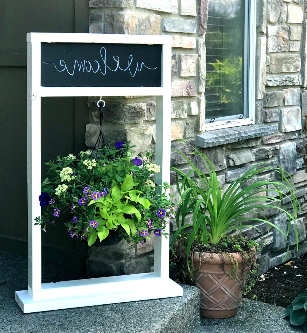 Famous Painted Wooden Hanging Plant Stand With Chalkboard (View 15 of 15)