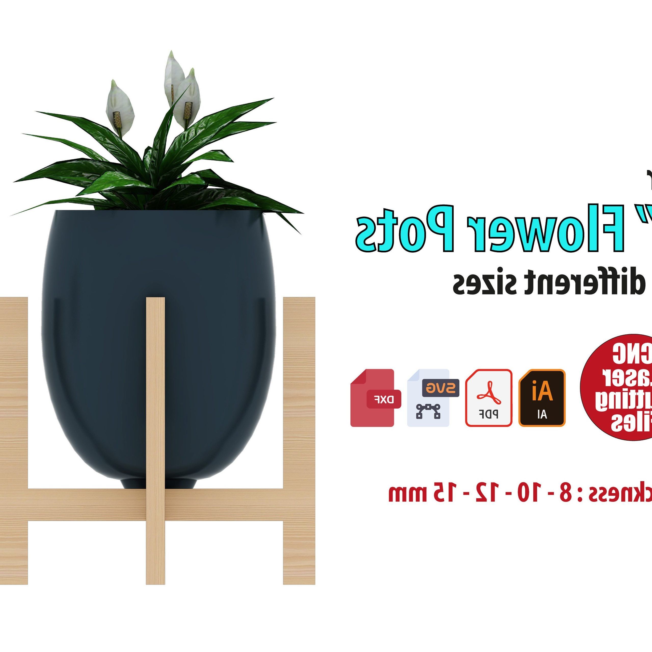 Fashionable 9 Inch Plant Stand Pot Holder Cnc And Laser Cutting Files For – Etsy For 15 Inch Plant Stands (View 6 of 15)