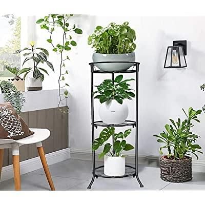 Fashionable Buy Omeuty Tall Plant Stands Indoor, 31 Inch Outdoor Metal Plant Stand For  Multiple Plants,tiered Corner Potted Shelf, Heavy Duty Flower Rack For Home  Garden Balcony Patio (black ) Online At Lowest With Regard To 31 Inch Plant Stands (View 11 of 15)