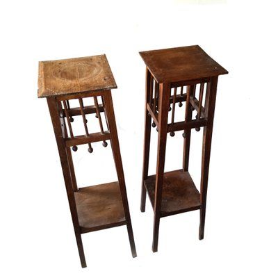 Fashionable Vintage Plant Stands For Antique Arts & Crafts Wooden Plant Stands, Set Of 2 For Sale At Pamono (View 2 of 15)