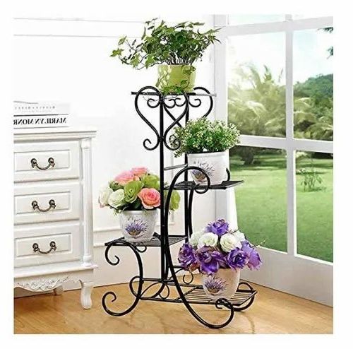Favorite Iron Black 4 Tier Garden Plant Stand, Size: 20 X 10 X 32 Inch At Rs 1230 In  Moradabad Inside 32 Inch Plant Stands (View 13 of 15)