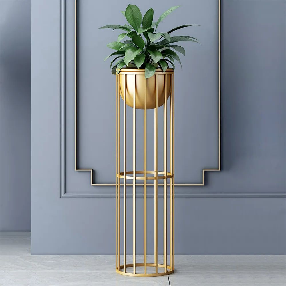 Gold Plant Stands With 2019 Gold Plant Pot Modern Planter With Gold Stand For Indoor Metal Homary (View 12 of 15)