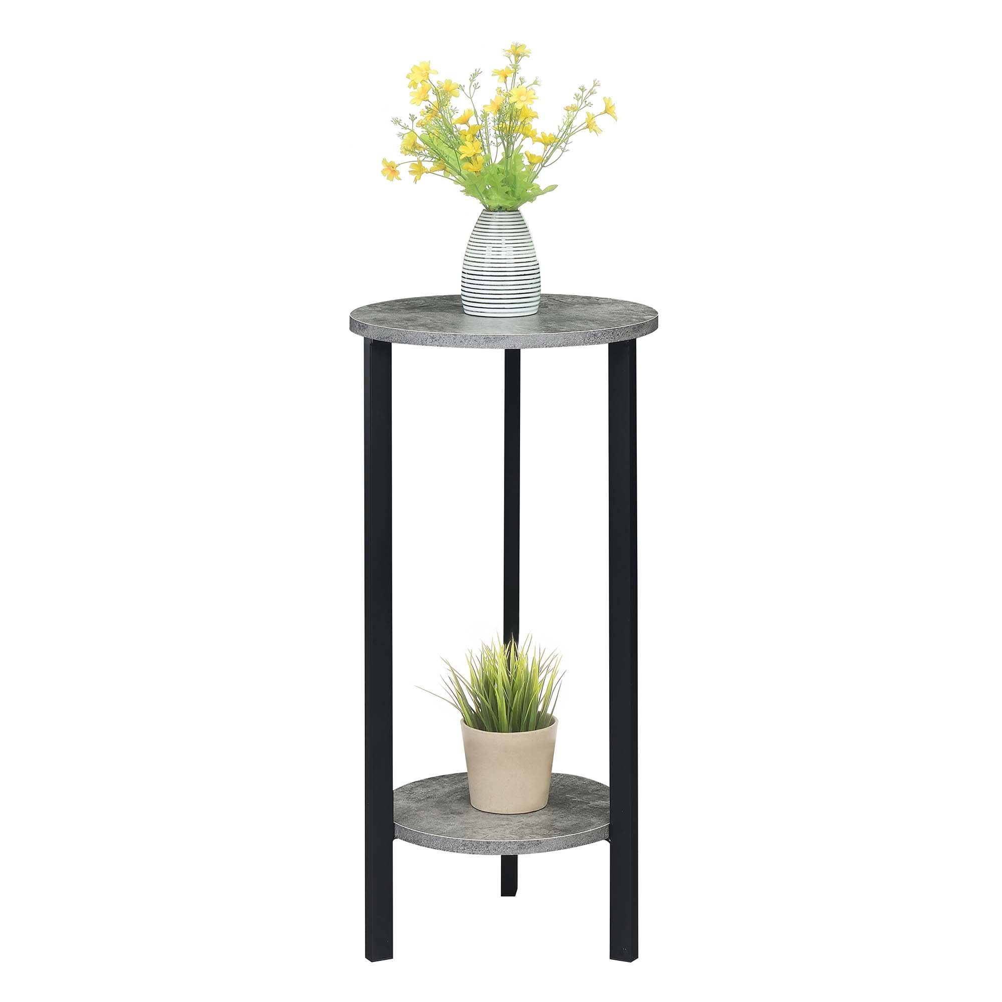 Greystone Plant Stands With Regard To Well Known Convenience Concepts Graystone 31 Inch 2 Tier Plant Stand, Weathered  Gray/black – Walmart (View 4 of 15)