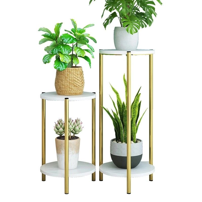 Indoor Outdoor Gold Metal Plant Stand With Wood Base Iron Floor Flower Pot  Stand Indoor Plant Holder For Home Garden Patio Decor – Plant Shelves –  Aliexpress Regarding Well Liked Iron Base Plant Stands (View 7 of 15)