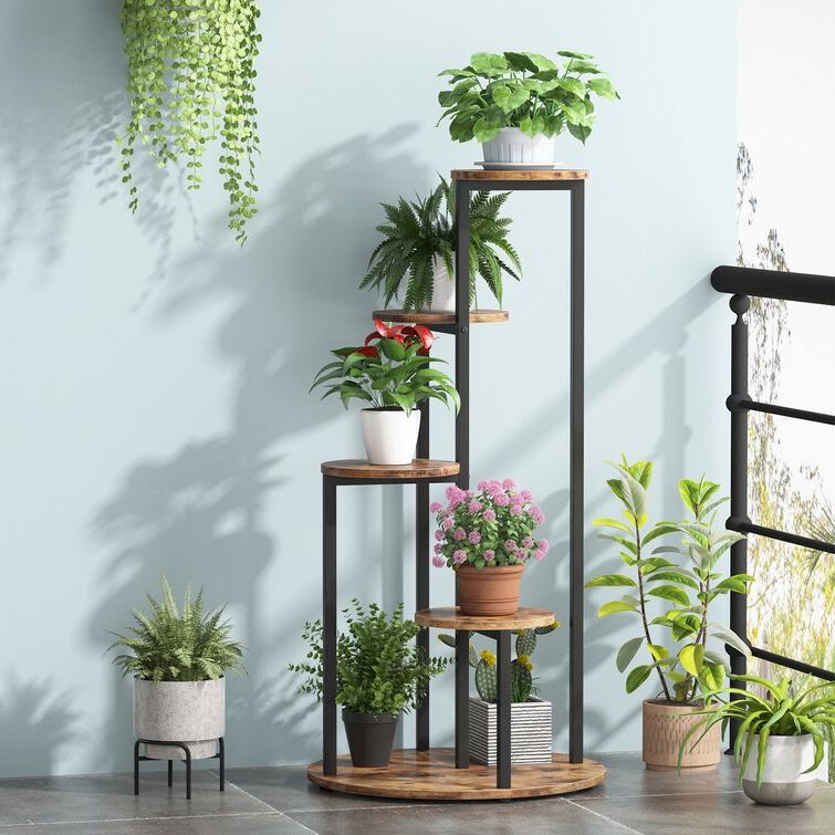 Industrial Plant Stands Within Preferred 17 Stories Havya Round Multi Tiered Plant Stand & Reviews (View 15 of 15)