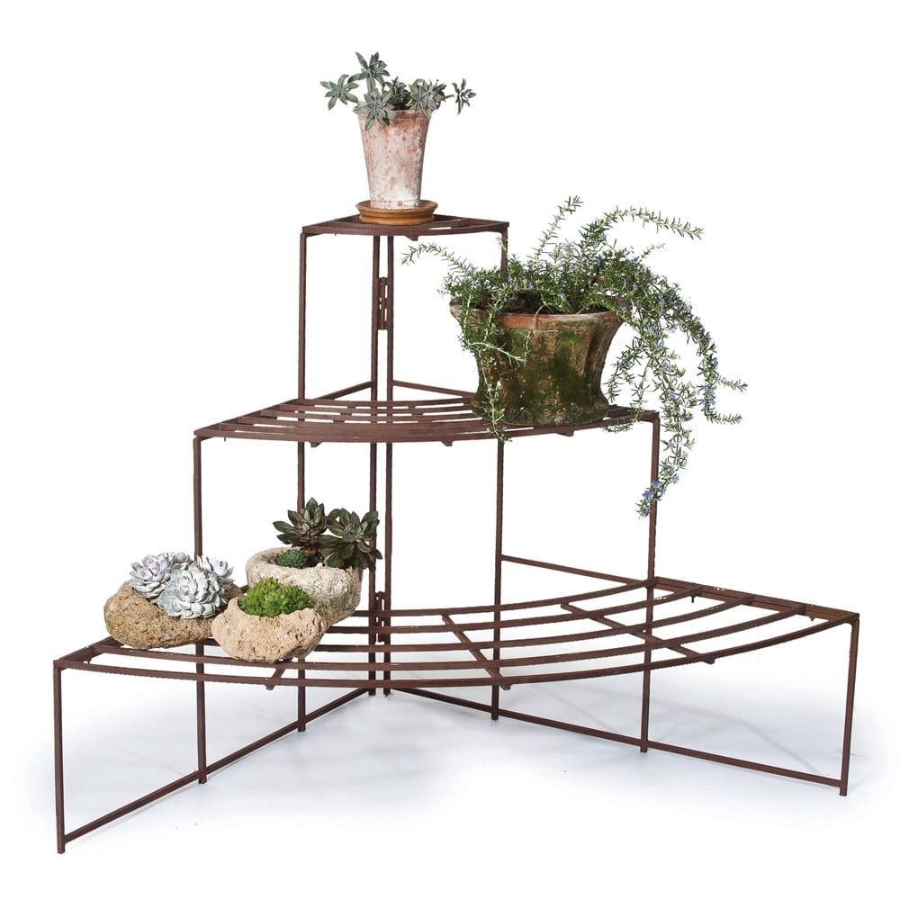 Iron Plant Stand  1/4 Round – Campo De' Fiori – Naturally Mossed Terra  Cotta Planters, Carved Stone, Forged Iron, Cast Bronze, Distinctive  Lighting, Zinc And More For Your Home And Garden (View 6 of 15)