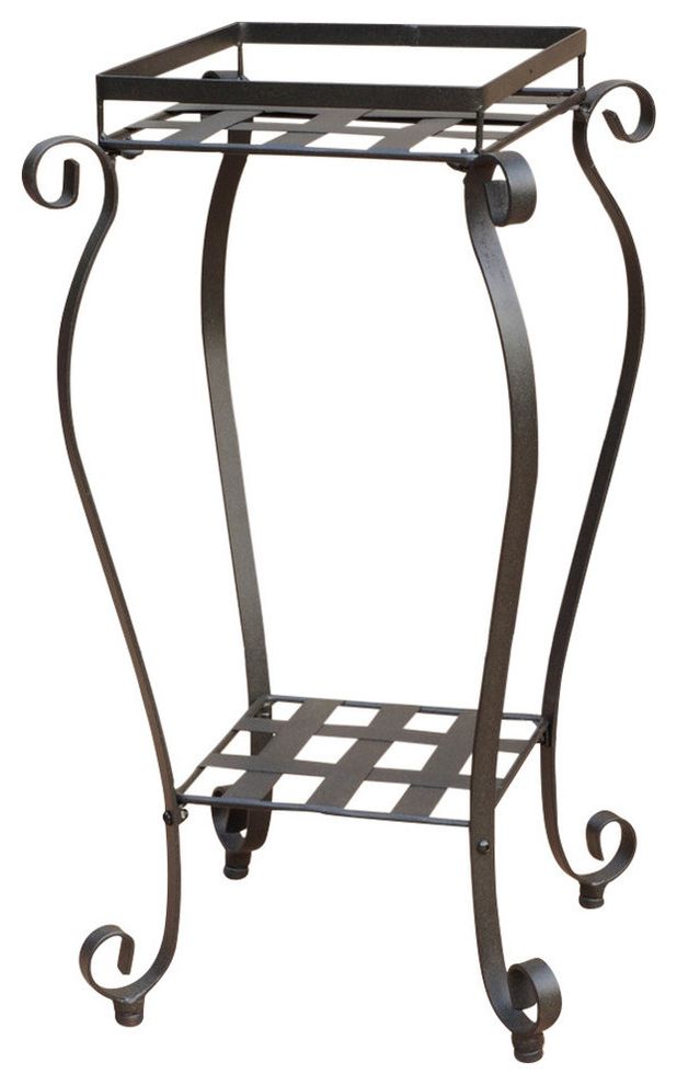Iron Square Plant Stands For Most Up To Date Mandalay Square Iron Plant Stand, Antique Black – Mediterranean – Planter  Hardware And Accessories  International Caravan (View 8 of 15)