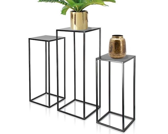 Iron Square Plant Stands Regarding Well Liked Set Of 3 Metal Pedestal Plant Stand Nesting Display End – Etsy (View 3 of 15)