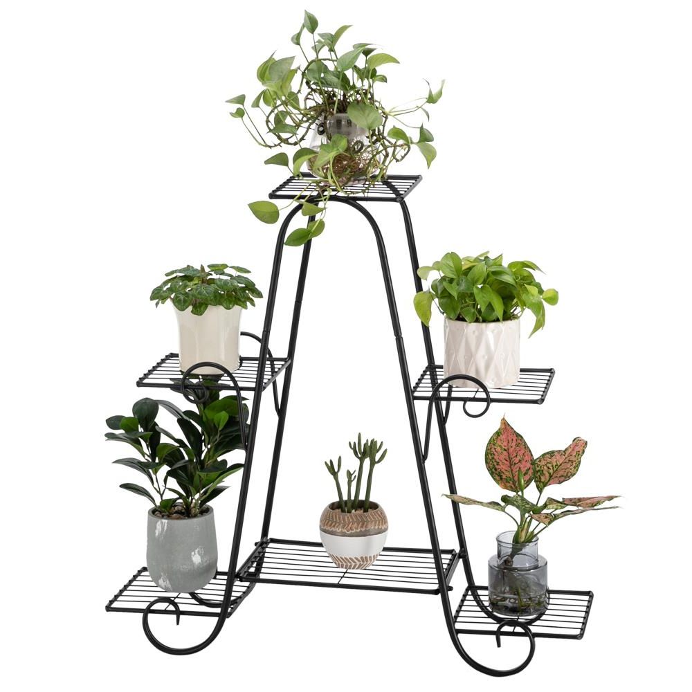 Latest 31 Inch Plant Stands In Artisasset 6 Tier 31 Inch Triangle Potted Plant Racks With Black Paint –  Walmart (View 12 of 15)