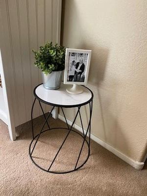 Latest Black Marble Plant Stands Regarding Better Homes & Gardens 15" Round Matte Black Faux Marble Top Plant Stand –  Walmart (View 7 of 15)