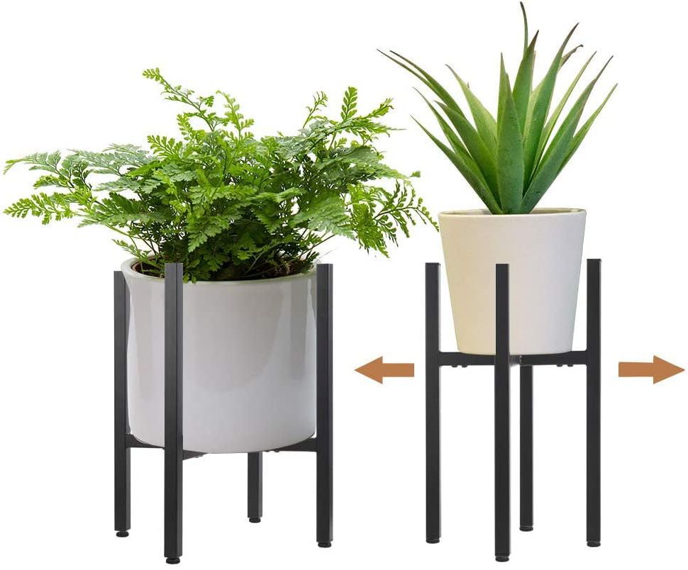 Metal Plant Stand Indoor With Adjustable Width Fits 8 To 12 Inch  Pots,mid Century Flower Holder For Corner Display Black(planter And Pot Not  Included) – Walmart Regarding Newest 12 Inch Plant Stands (View 2 of 15)