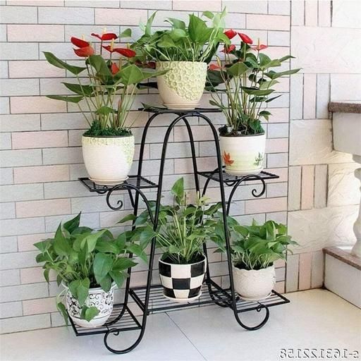 Most Current 32 Inch Plant Stands For 6 Tier Plant Stands For Indoors And Outdoors, Flower Pot Holder Shelf For  Multi Plants, Black Metal Plant Stand For Patio L 32 X W 10 X H 29 Inches (View 6 of 15)