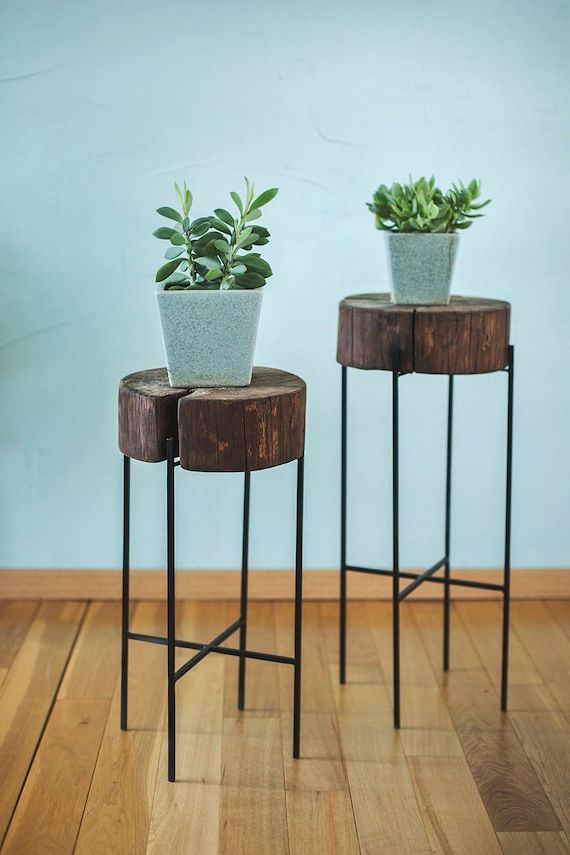 Most Popular Rustic Plant Stands With Regard To Plant Stand Wooden Decor Outdoor Furniture Rustic Plant – Etsy Israel (View 11 of 15)