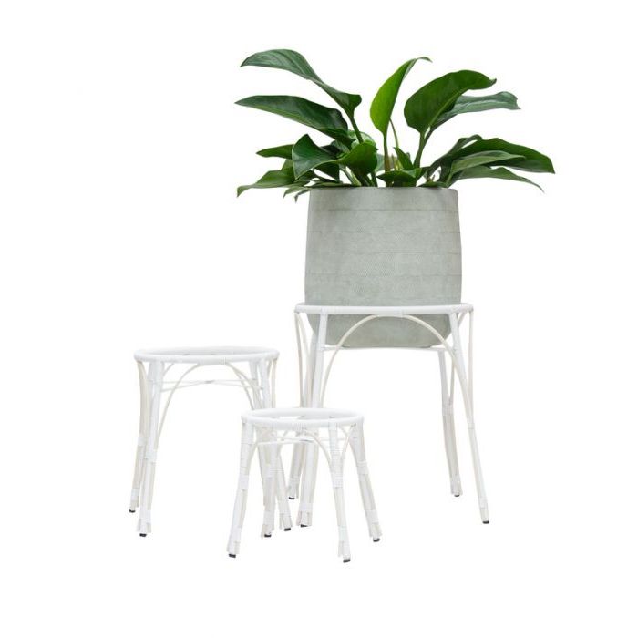 Most Recently Released Fp Collection Santa Fe Planter Stand White Within White Plant Stands (View 13 of 15)