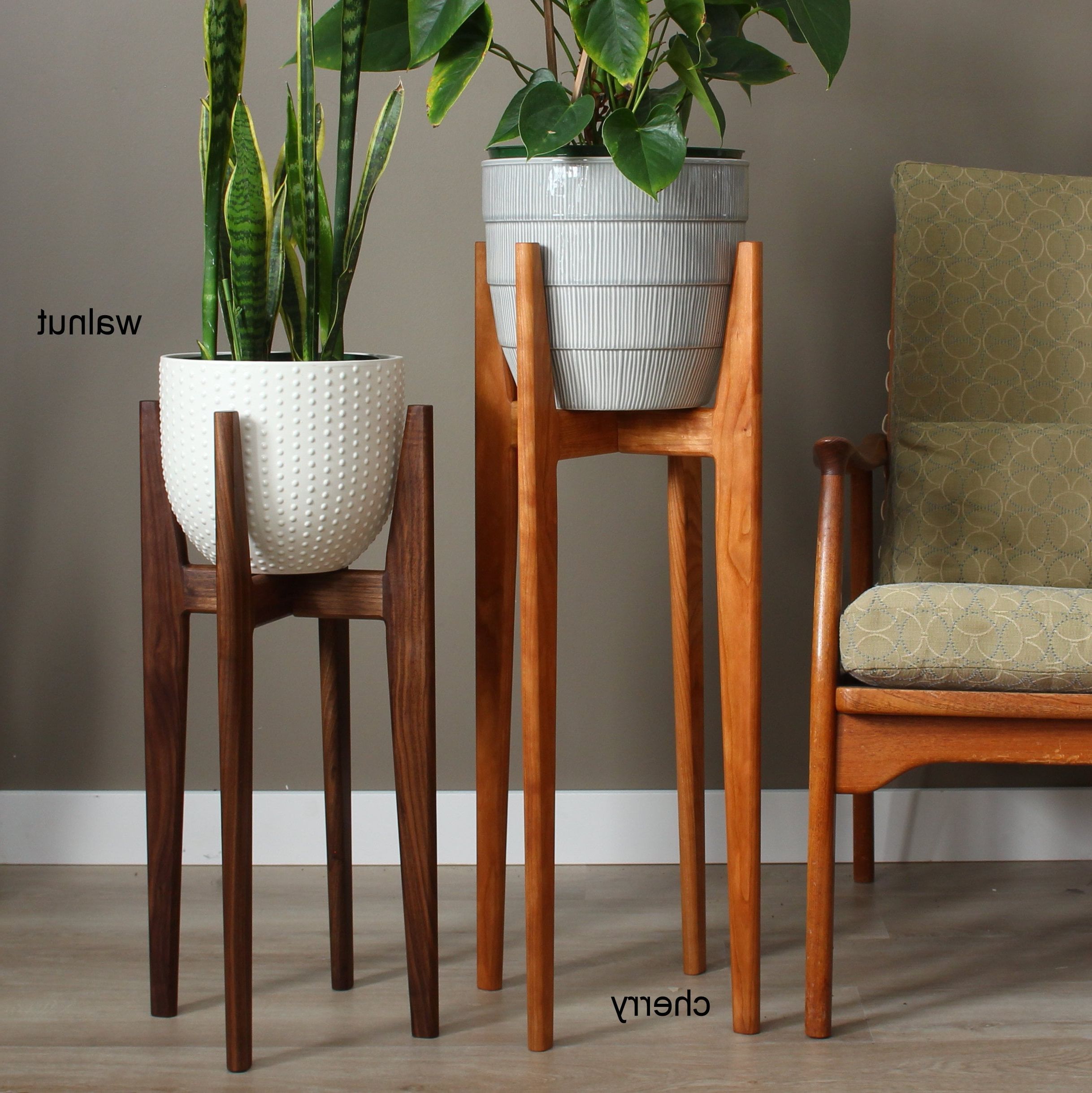 Most Recently Released Mid Century Modern Plant Stand Our Original Design Indoor – Etsy With Regard To Brown Plant Stands (View 6 of 15)