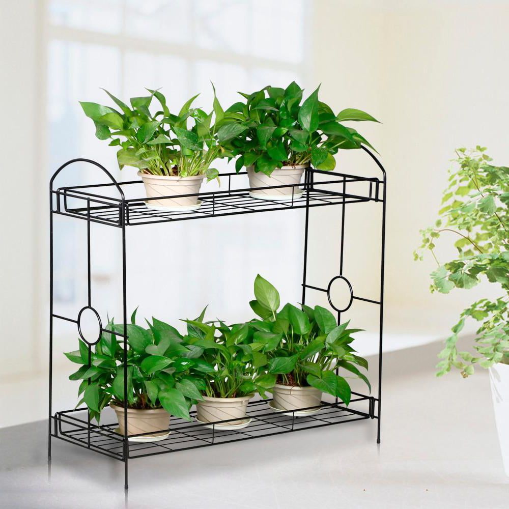 Most Recently Released Two Tier Plant Stands With Yaheetech 2 Tier Plant Stand Holder Display Flower Shelf Garden Indoor  Outdoor – Walmart (View 13 of 15)