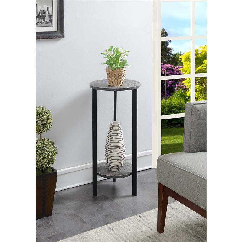 Most Up To Date Greystone Plant Stands For Convenience Concepts Graystone 31 Inch 2 Tier Plant Stand, Weathered  Gray/black – Walmart (View 1 of 15)