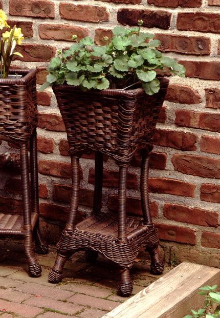 Newest Resin Plant Stands Intended For Resin Wicker Plant Stand Square With Galvanize Tin (View 5 of 15)