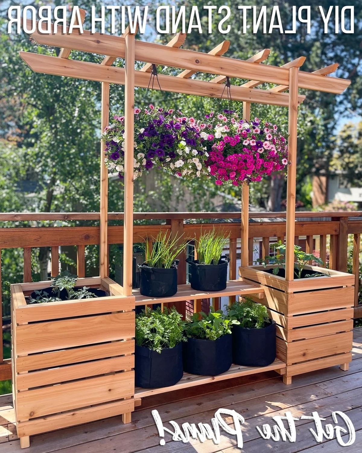 Outdoor Plant Stands Throughout Fashionable Diy Outdoor Plant Stand With Arbor – The Handyman's Daughter (View 3 of 15)