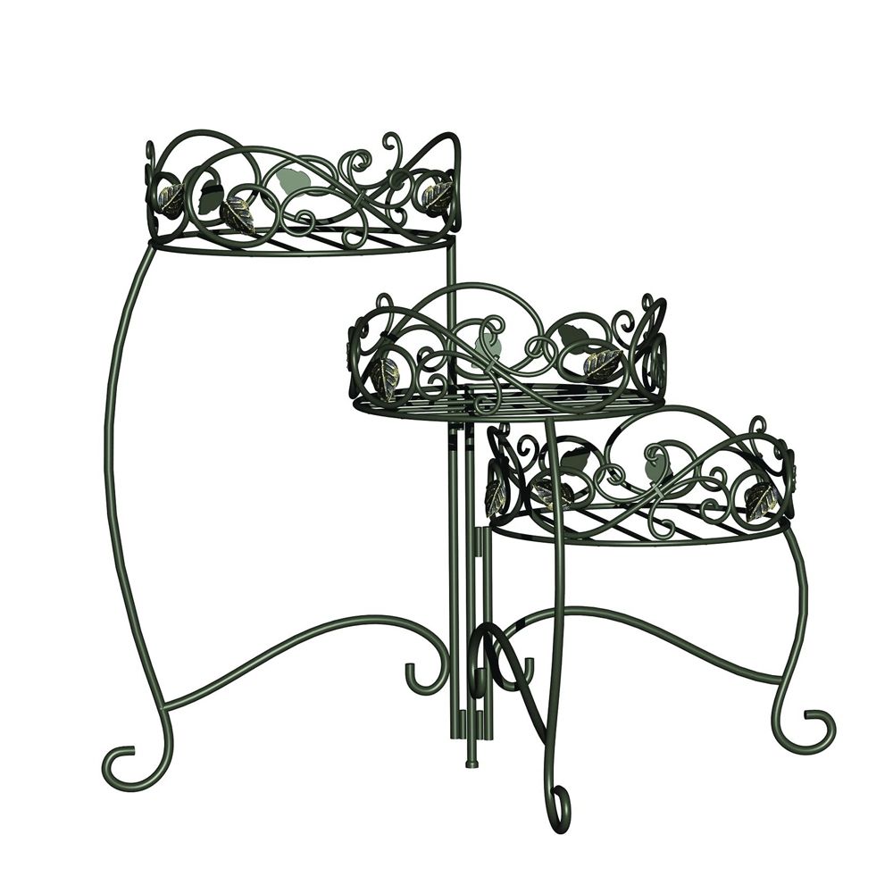 Panacea Scroll & Ivy 3 Tier Folding Plant Stand – Alsip Home & Nursery With Famous Ivory Plant Stands (View 15 of 15)