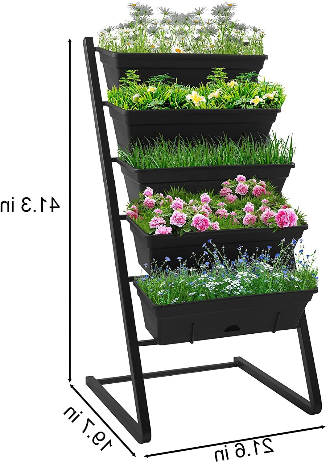 Plant Stands With Flower Box With Latest Raised Garden Bed, Multi Tier Plant Stand Flower Display Rack, Vertical  Garden Freestanding Elevated Planters With 5 Container Boxes, Cascading  Water Drainage, For Patio Balcony Indoor Outdoor – Walmart (View 14 of 15)