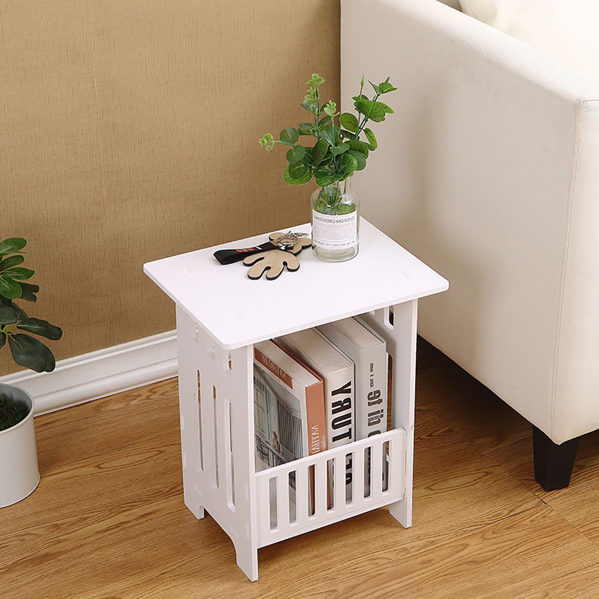 Plant Stands With Side Table Inside Favorite White Modern Bedside Table Bedroom Nightstand End Table Plant Stand Holder  Storage Rack Organizer – Walmart (View 9 of 15)
