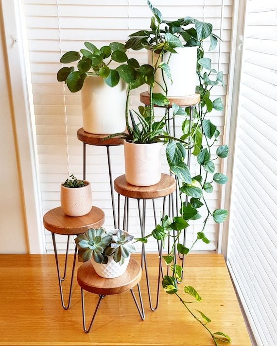 Plant Stands With Side Table Throughout Most Recently Released Harper Hairpin Leg Plant Stand Metal Plant Stand Plant – Etsy (View 1 of 15)