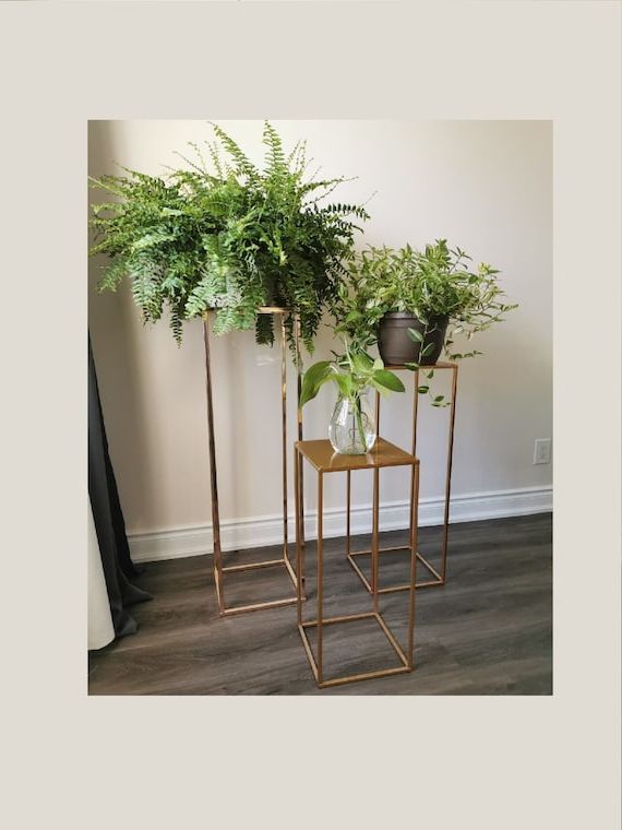 Popular Modern Plant Stand Rectangle Stand Metal Gold Geometric – Etsy Italia With Modern Plant Stands (View 5 of 15)