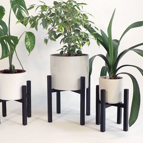 Popular Plant Stand Handmade Solid Oak Black Stained Plant Stand – Etsy Uk With Oak Plant Stands (View 13 of 15)
