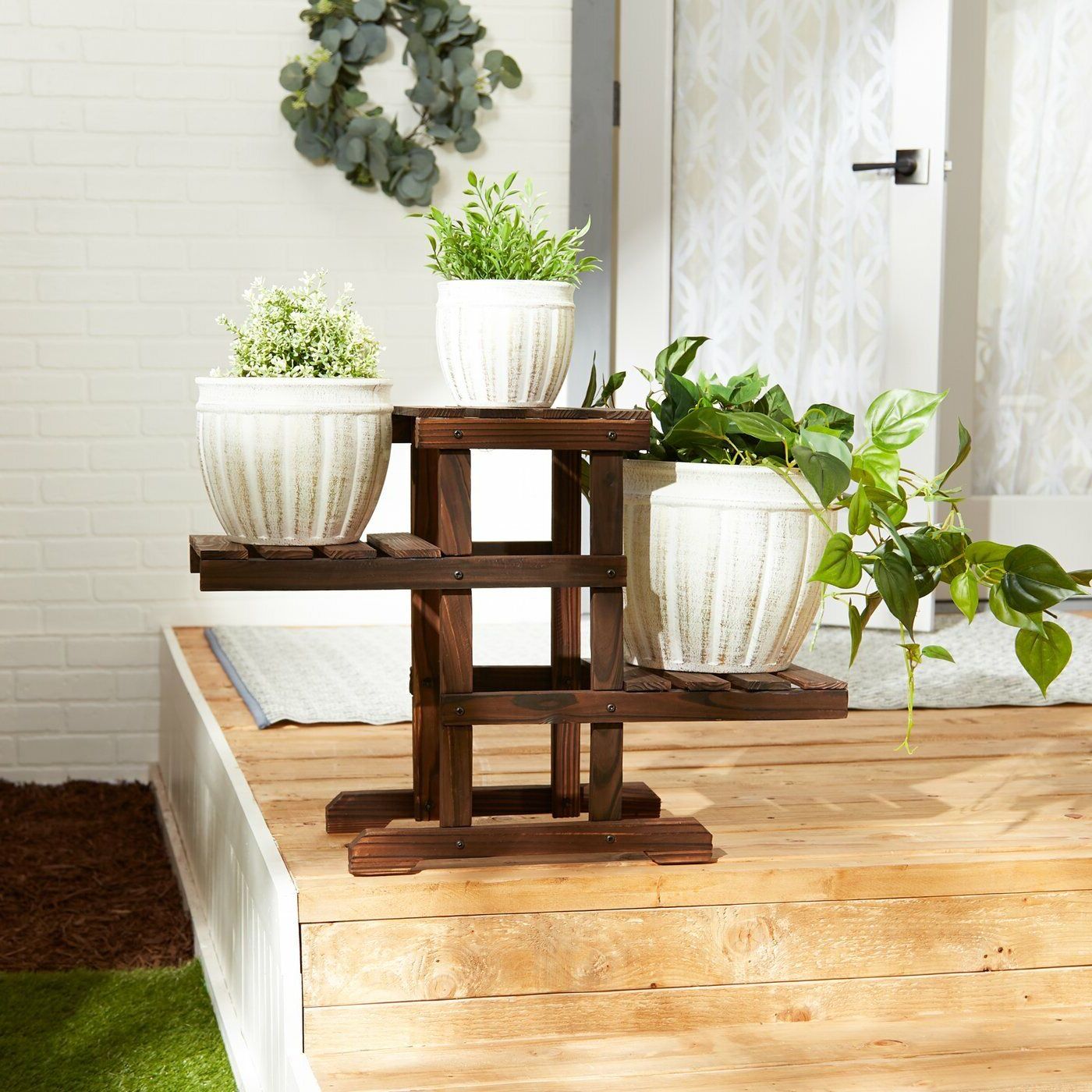 Popular Rustic Farm House Style Indoor Outdoor Garden Planter Plant Stand With 3  Shelf (View 13 of 15)