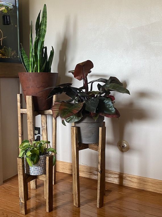 Recent Farmhouse Plant Stand L Plant Stand Trio L Houseplant Decor L – Etsy In Set Of Three Plant Stands (View 5 of 15)