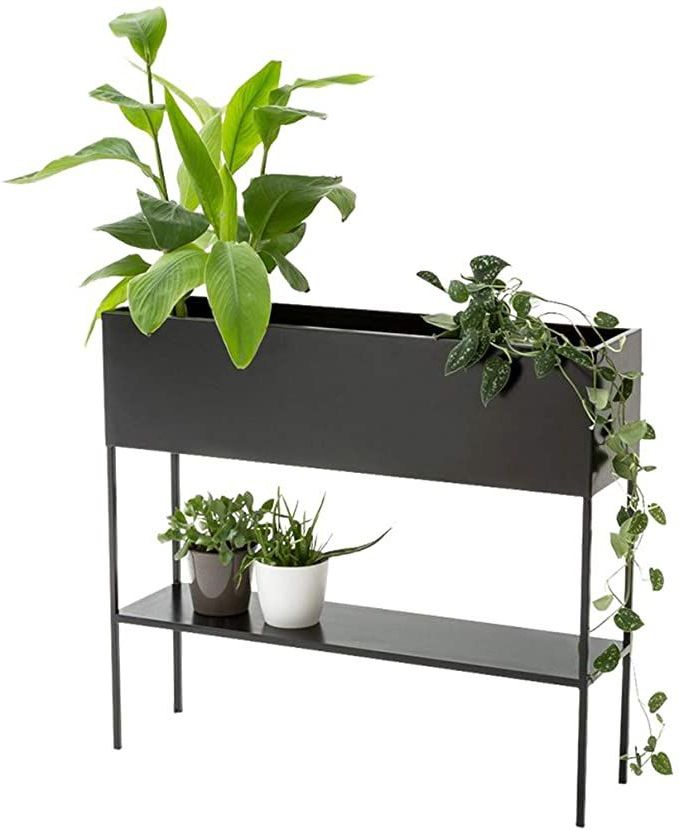 Rectangular Plant Stands In Well Known Ray Wrought Iron Plant Stand,nordic Style,indoor Raised Rectangular Planter  Box, Elevated Flower Pot Stand Holder With Shelf, Black Metal Frame (View 4 of 15)