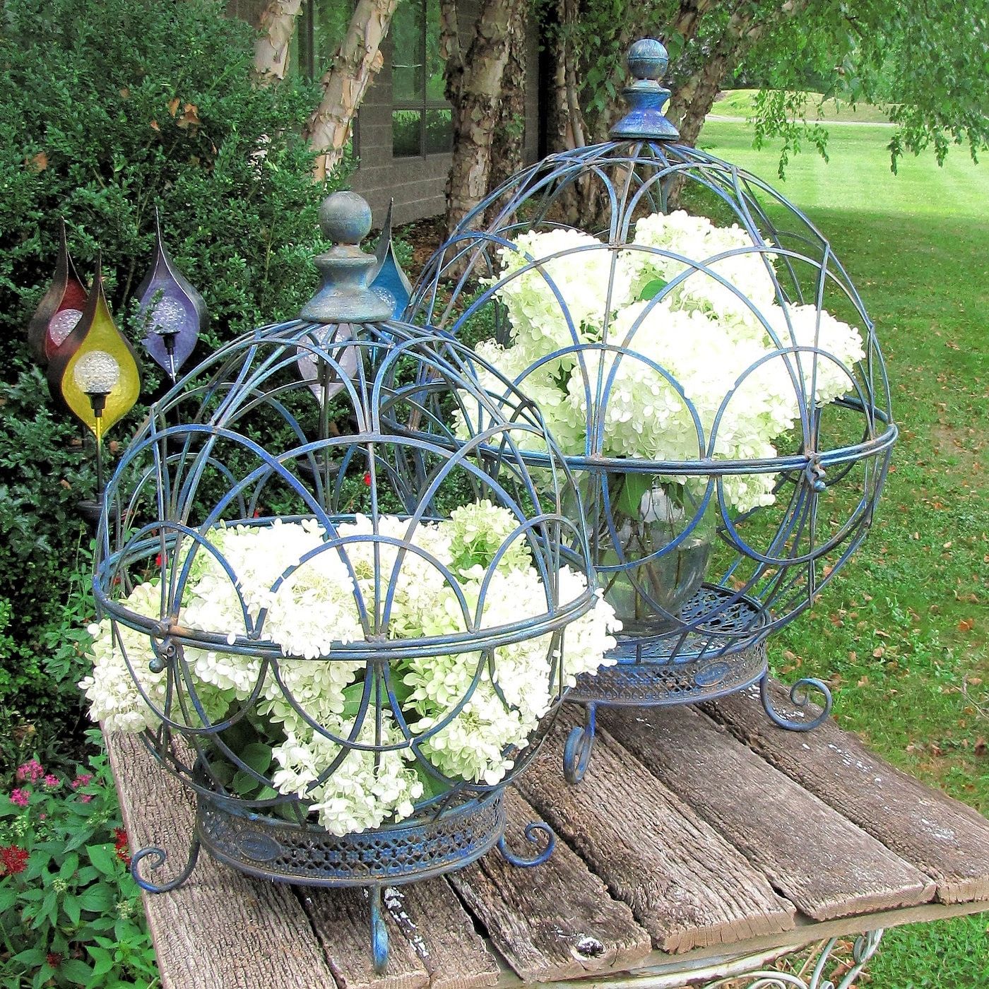 Set Of 2 Iron Globe Plant Stand Color Options – Etsy Australia Intended For Trendy Globe Plant Stands (View 12 of 15)