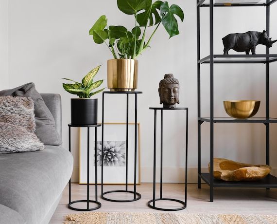 Set Of 3 Metal Plant Stand Nesting Display End Table Round – Etsy Finland Regarding Trendy Set Of 3 Plant Stands (View 2 of 15)