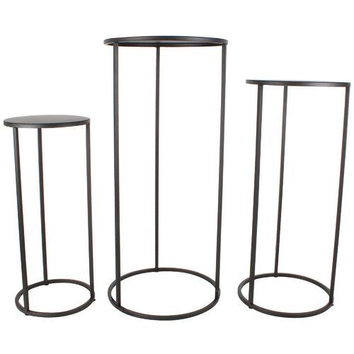 Set Of 3 Plant Stands For Popular 3 Piece Matte Black Ekon Metal Plant Stand Set (View 12 of 15)