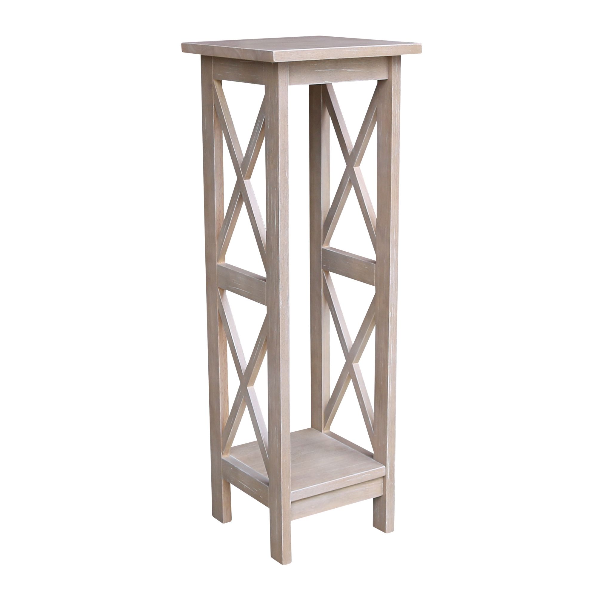Solid Wood X Sided Plant Stand In Washed Gray Taupe – Walmart Throughout Popular Weathered Gray Plant Stands (View 8 of 15)