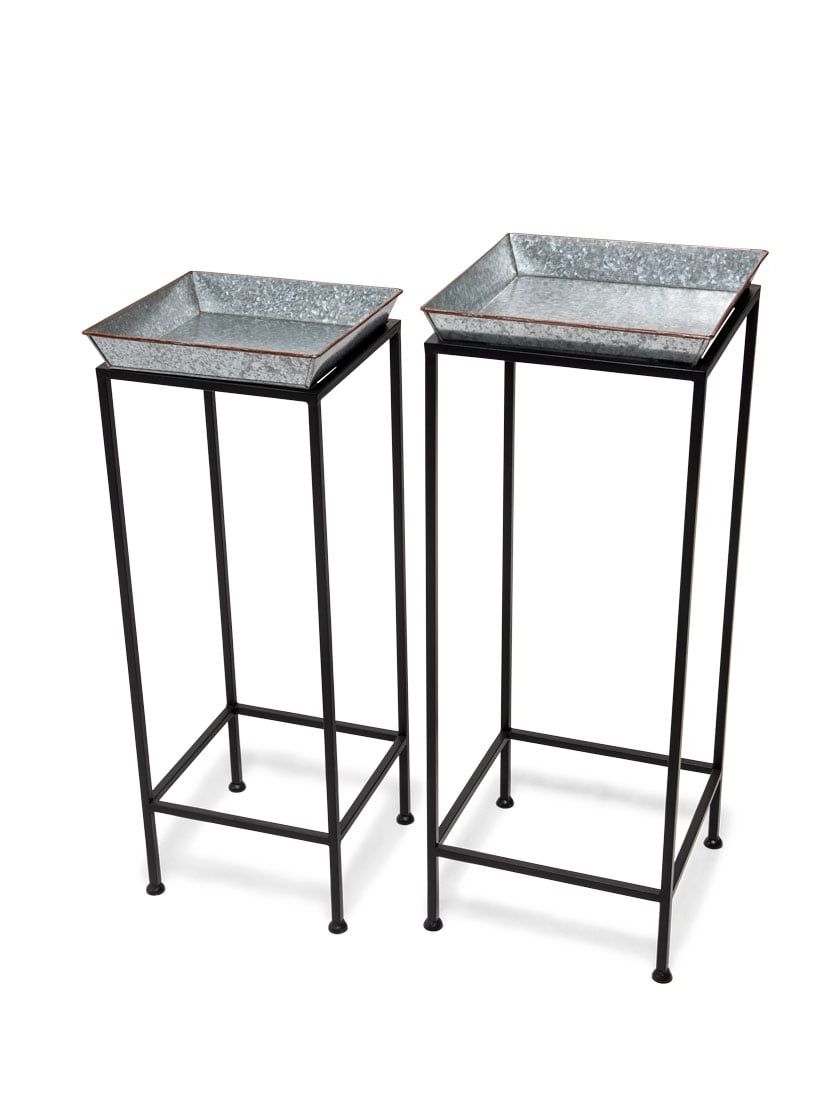 Square Nesting Plant Stands +galvanized Trays (View 5 of 15)