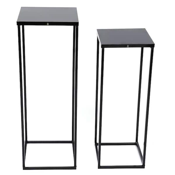 Square Plant Stands Throughout Well Liked Yiyibyus 2 Pieces Metal Plant Stand Modern Flower Pot Rack Indoor Outdoor Square  Plant Holder Black Ot Zjgj 5157 – The Home Depot (View 9 of 15)