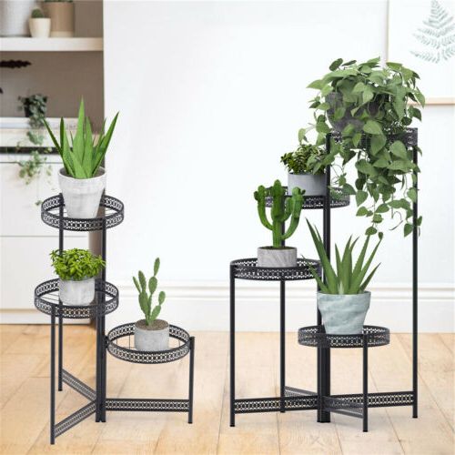 Strong 3/4 Tier Plant Stand Folding Nesting Plant Holder Vintage Garden  Patio (View 6 of 15)