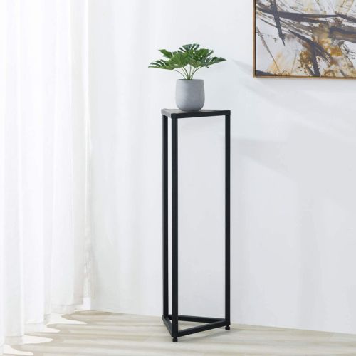 Trendy 36 Inch Plant Stands Regarding 36 Inch Wood And Black Metal Frame Flower Rack Potted Plant Pedestal Holder (View 8 of 15)