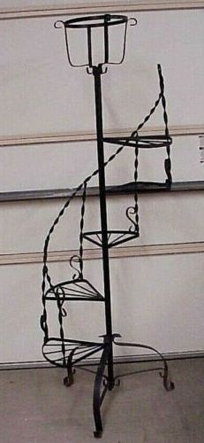 Vintage Mid Century 58" Tall 5 Shelf Wire & Wrought Iron Spiral Plant  Stand (View 15 of 15)