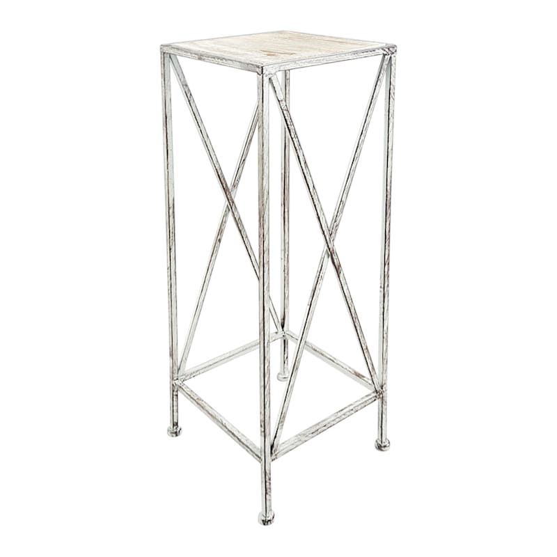 Weathered Gray Plant Stands With Famous Metal Plant Stand With Wood Top Grey, Large (View 10 of 15)