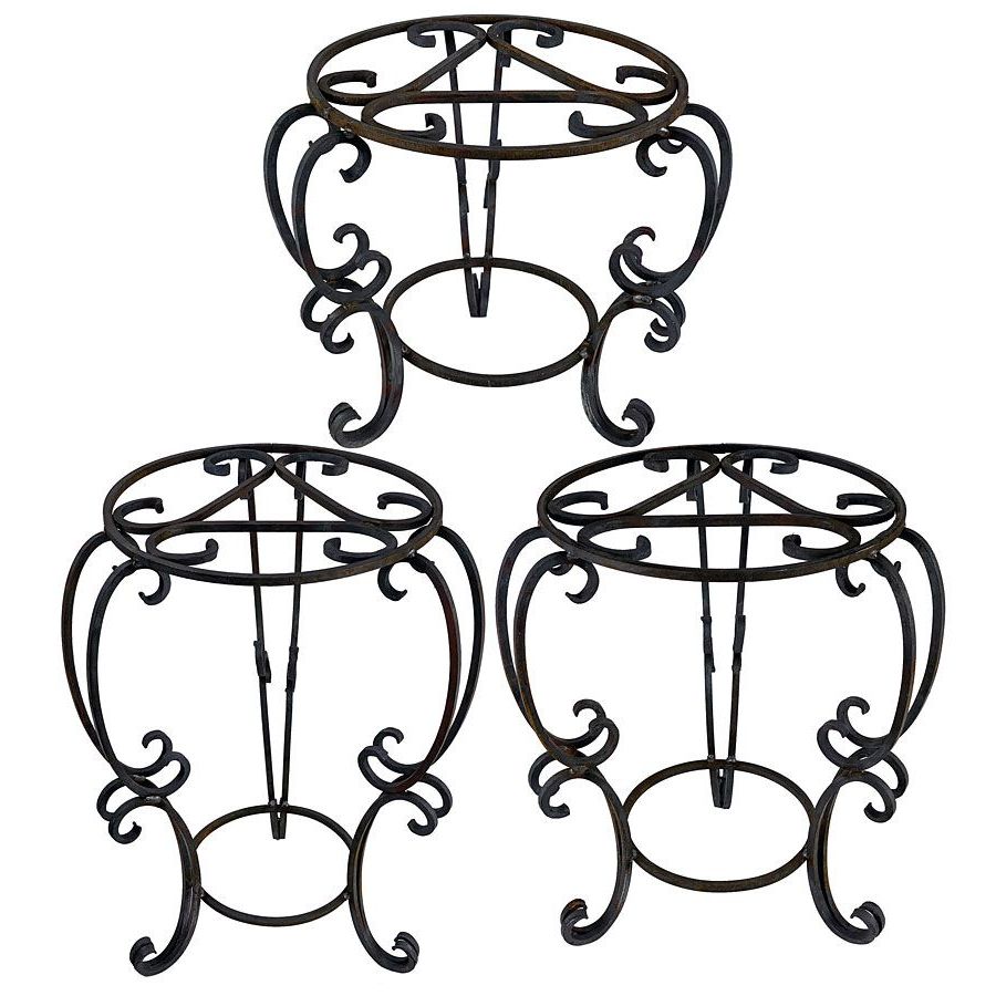 Well Known Heavy Wrought Iron Plant Stand – Medium – 20.75" H X 18" Dia (View 12 of 15)